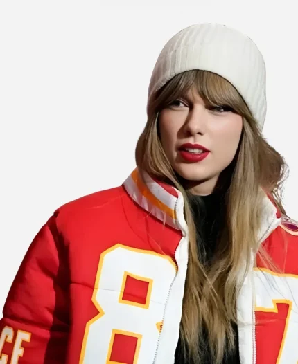 Chiefs vs. Miami Dolphins Taylor Swift Kelce 87 Red Puffer Jacket