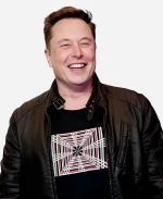 Tesla Model S Plaid Event Elon Musk Black Leather Jacket