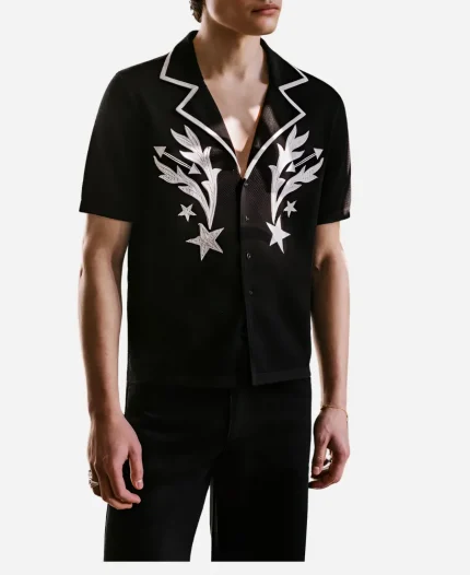 The Young and the Restless Michael Graziadei Black Embroidered Western Shirt