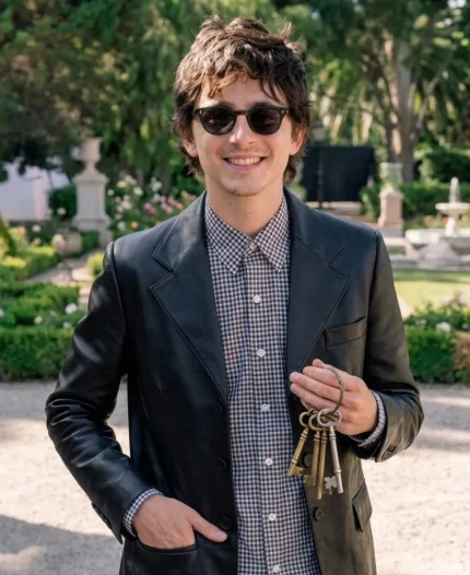 Timothée Chalamet Karl-Anthony Towns’ Wedding Leather Blazer