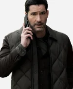 Tom Ellis CIA S01 Colin Glass Green & Brown Quilted Jacket