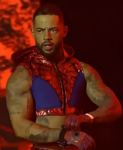 Trey Miguel 2026  TNA Lockdown Spider-Man Red & Blue Cropped Hooded Vest