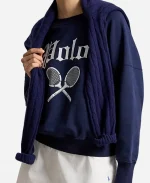 Unisex Polo Ralph Lauren US Open Slub Crewneck Navy Fleece Sweatshirt 