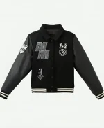 D23 Disney x Formula 1 Minnie Mouse Black Wool Varsity Jacket