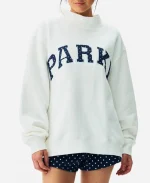 Polka Dot Parke Dot Letter White Mockneck Sweatshirt