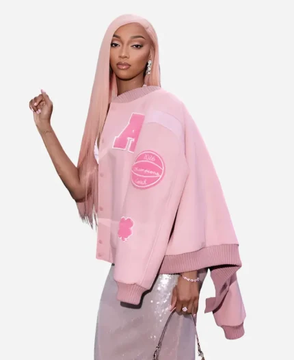 Angel Reese Coach Pink Varsity Jacket