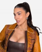 WWE Cathy Kelley Fanatics Fest Brown Leather Jacket
