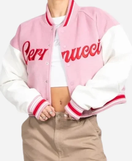 Cernucci Baby Pink Varsity Bomber Jacket