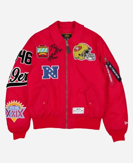 San Francisco 49ers New Era x Alpha Industries MA-1 Red Full-Zip Bomber Jacket