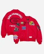 49ers New Era x Alpha Industries MA-1 Bomber Jacket in Red