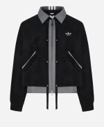 Adidas Originals 3S Deluxe W Suede Leather Zip Up Jacket in Black