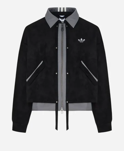 Adidas Originals 3S Deluxe W Suede Leather Zip Up Jacket in Black