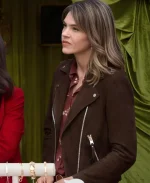 Aimee Teegarden Love Finds You 2026 Alex Suede Leather Biker Jacket