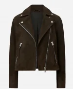 Aimee Teegarden Love Finds You Alex Brown Suede Leather Biker Jacket