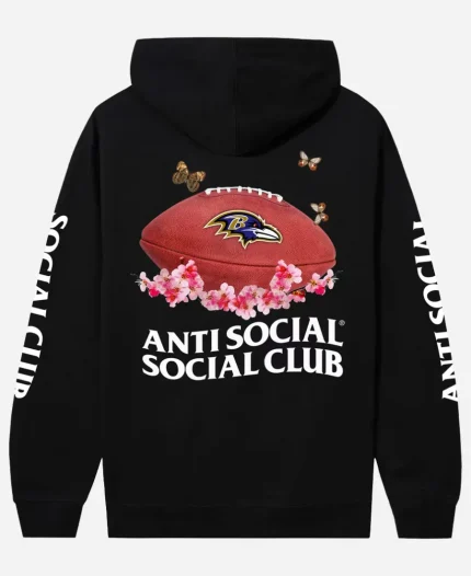Baltimore Ravens AntiSocialSocialClub x NFL Black Impact Blossom Hoodie