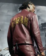 Asake God We Trust Tour 2026 Purple Leather Moto Jacket