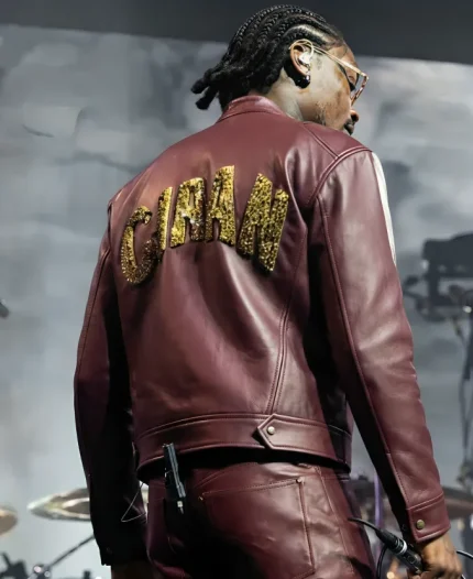 Asake God We Trust Tour 2026 Purple Leather Moto Jacket