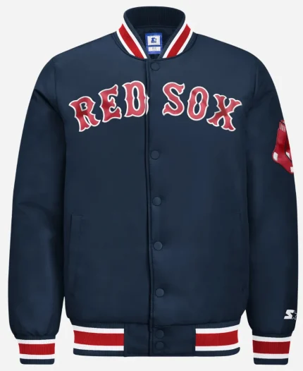 MLB Boston Red Sox 2026 Across Starter Satin Blue Varsity Jacket