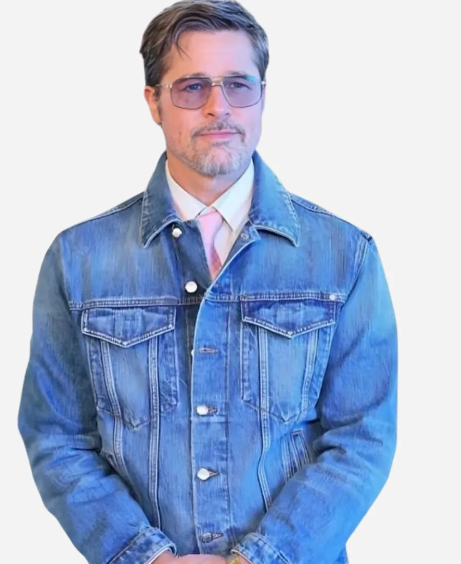 Brad Pitt 74th Sebastián International 2026 Film Festival Spain Blue Denim Jacket Brad Pitt 74th Sebastián International Film Festival Spain Blue Denim Jacket