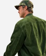 Brad Pitt NASCAR Cup Series Olive Green Suede Bomber Jacket