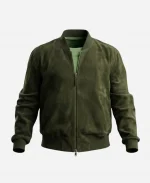 Brad Pitt NASCAR Cup Series 2026 Olive Green Suede Bomber Jacket