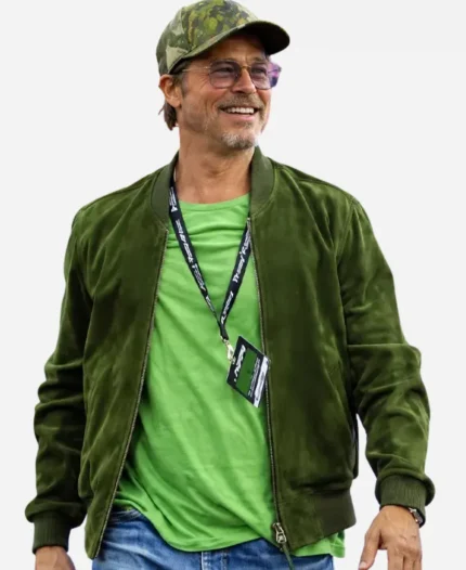 Brad Pitt NASCAR Cup Series 2026 Suede Bomber Jacket