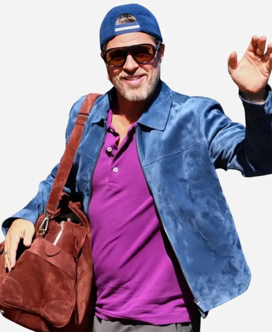 Brad Pitt San Sebastián Festival Suede Jacket Brad Pitt San 74th San Sebastián International 2026 Festival Blue Suede Jacket