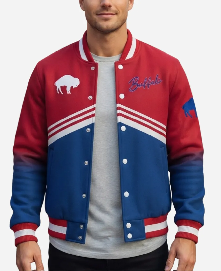 Buffalo Bills National Football League Red and Blue Varsity Jacket NFL Buffalo Bills National Football League Red & Blue Varsity Jacket
