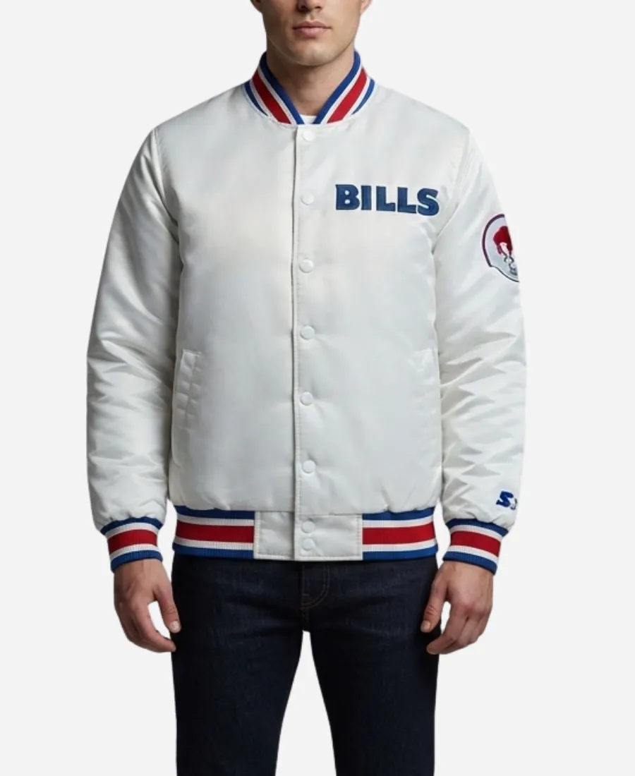 Buffalo Bills Retro Game Day Satin Varsity Jacket Buffalo Bills Retro Game Day Varsity Jacket