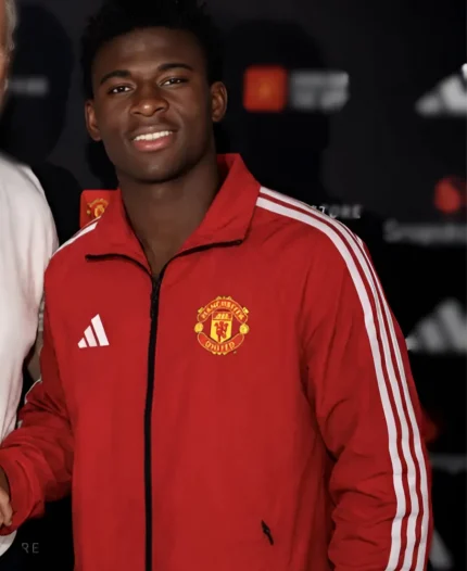 Football Player Carlos Baleba Manchester United Red Jacket