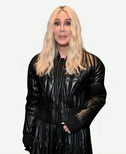 Cher New York Fashion Week Event Black Leather Jacket
