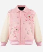 Chris Brown R&B Tour 2026 Mononoke Made Sakura Pink Embroidered Varsity Jacket