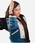 Coach Lola Tung Campaign Blue & White Wool Varsity Jacket