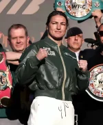 Croke Park Katie Taylor Champion Green Leather Bomber Jacket