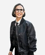 Demi Moore New York Fashion Week Satin Black Jacket