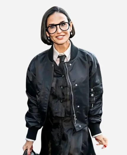 Demi Moore New York Fashion Week 2026 Satin Jacket
