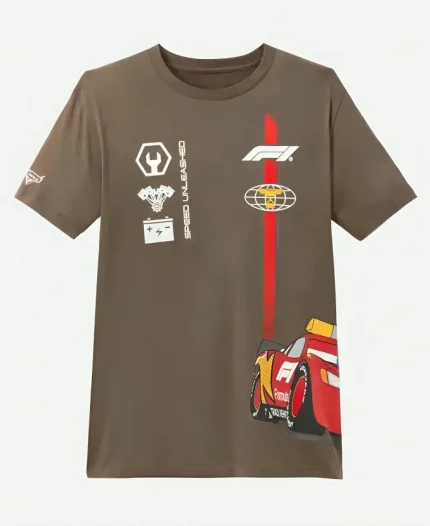 Disney and Pixar’s Cars F1 Lightning McQueen Brown T-Shirt