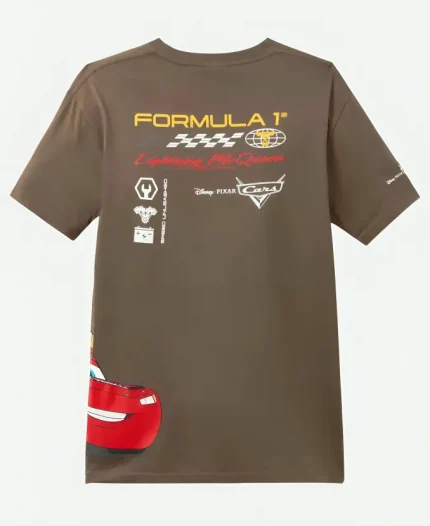 Disney and Pixar’s Cars 2026 Formula 1 Lightning McQueen Brown T-Shirt