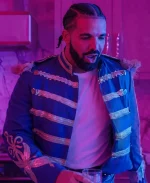 Drake X FOMO Dancing Cheetah Print Blue Military Jacket
