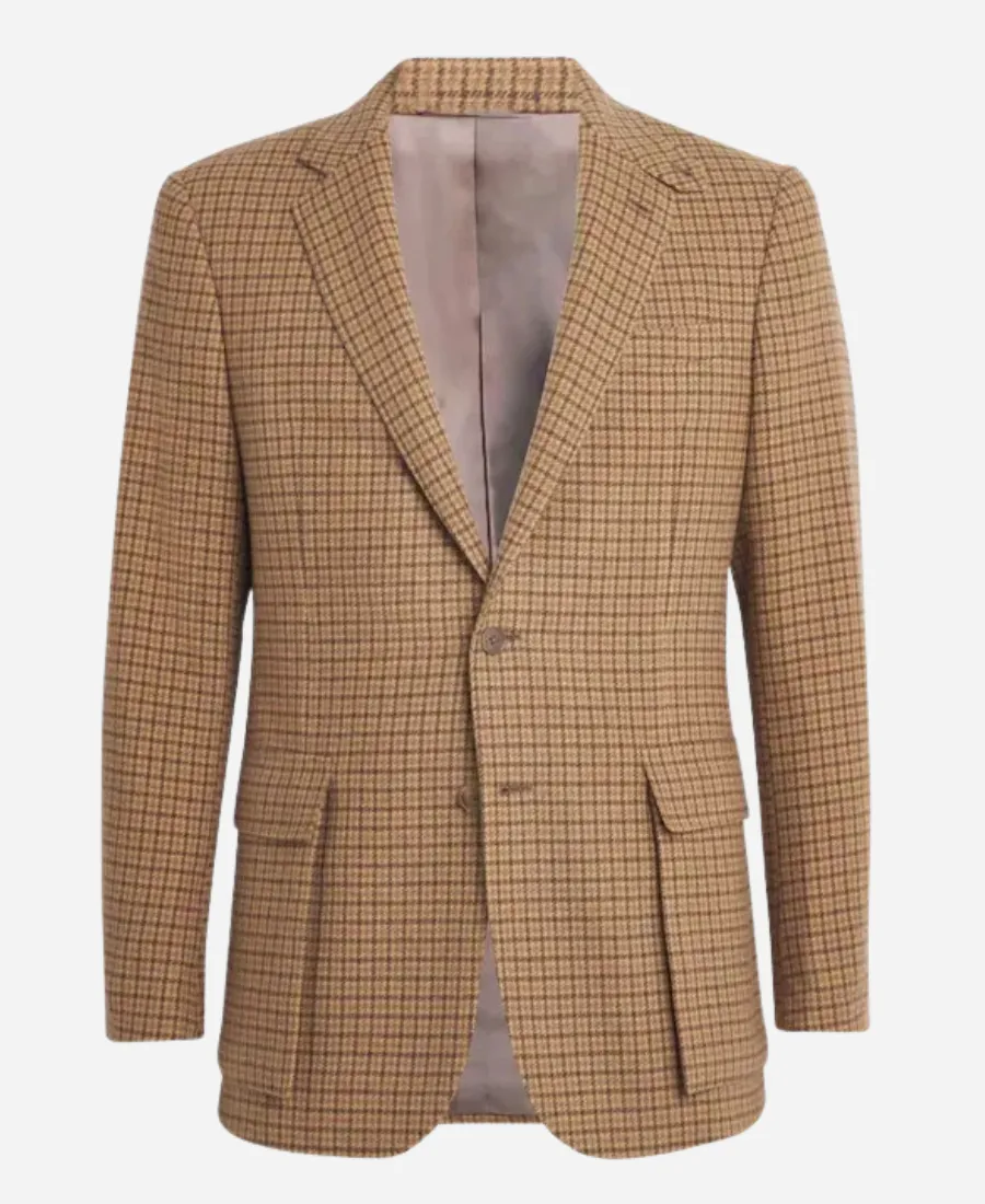  Eddie Horniman Tv Series The Gentlemen S02 Theo James Brown Plaid Blazer  Eddie Horniman Tv Series The Gentlemen Season 02 Theo James Brown Plaid Blazer