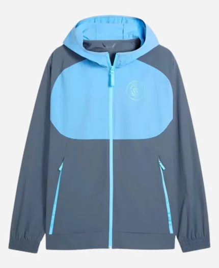  Manchester City 2026 Erling Haaland Blue Hooded Jacket