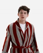Ferris Bueller's Day Off Matthew Brod­er­ick Red & Grey Striped Bathrobe