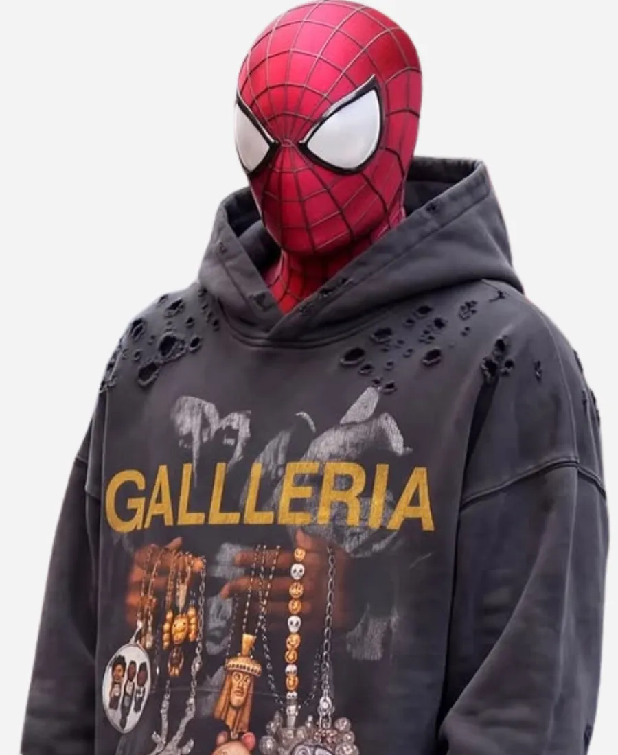 Galleria Groupies Spiderman Galleria Grey Hoodie in Grey Galleria Groupies Spiderman Galleria Grey Hoodie