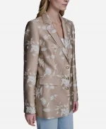 General Hospital 2026 Cynthia Watros Beige Floral Printed Jacquard Blazer
