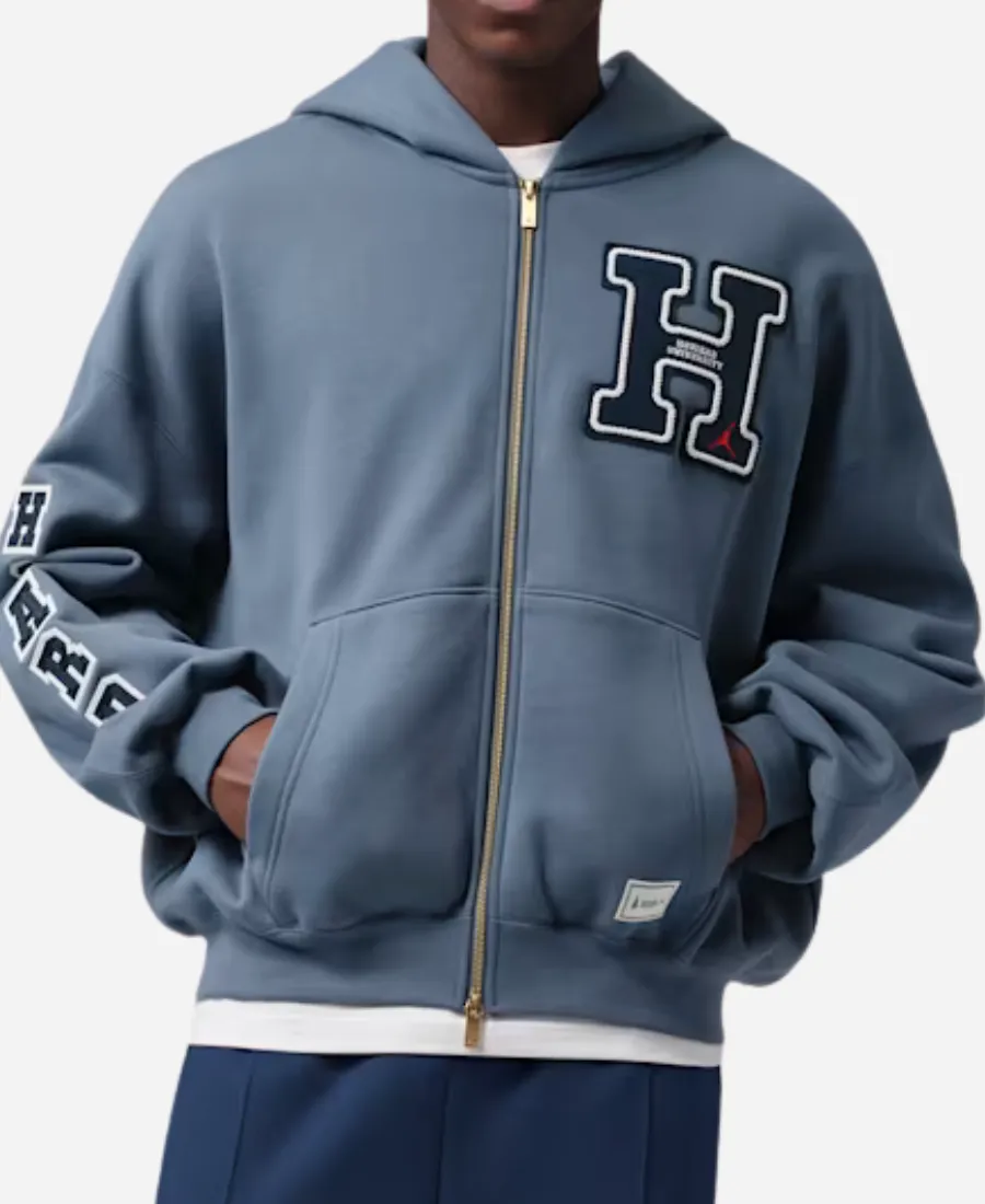 Howard University x Jordan Flight Full-Zip Hoodie - Blue Howard University x Jordan Flight Blue Full-Zip Hoodie