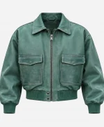 Jeong Yun-ho Milan Fashion Week 2026 Spring & Summer Green Leather Jacket