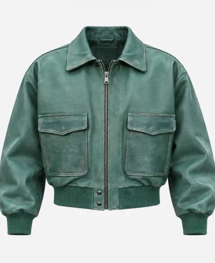Jeong Yun-ho Milan Fashion Week 2026 Spring & Summer Green Leather Jacket
