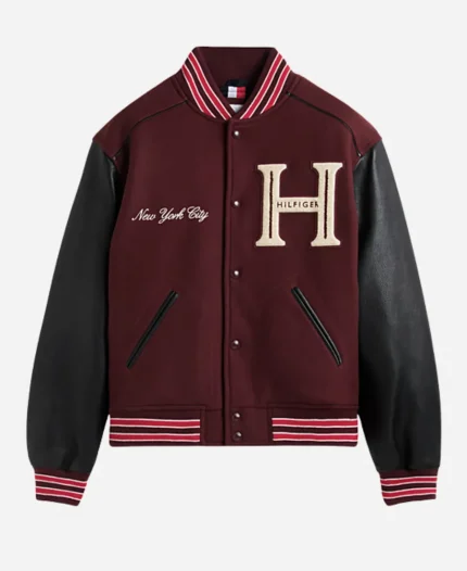 Jung Hae-in Wool Blend Varsity Jacket With Cashmere