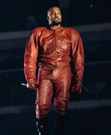Kanye West Ye’s Second Homecoming Concert Red Leather Suit