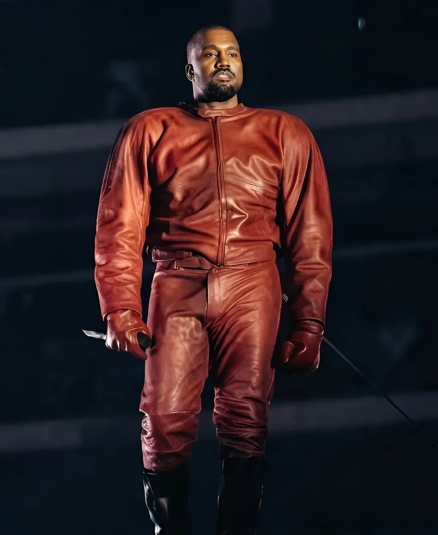 Kanye West Ye’s Second Homecoming Concert Leather Suit Kanye West Ye’s Second Homecoming Concert Red Leather Suit